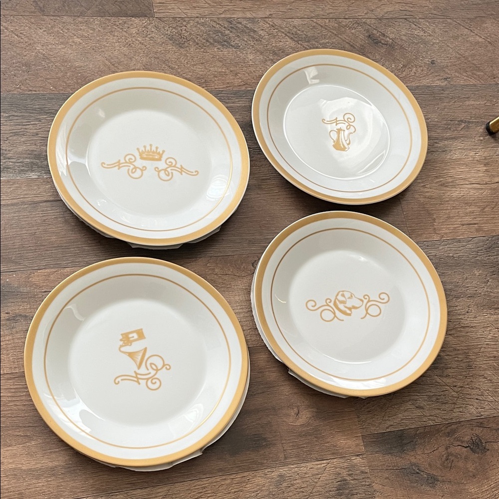 Cost Plus World Market Gold and White Dinnerware Set